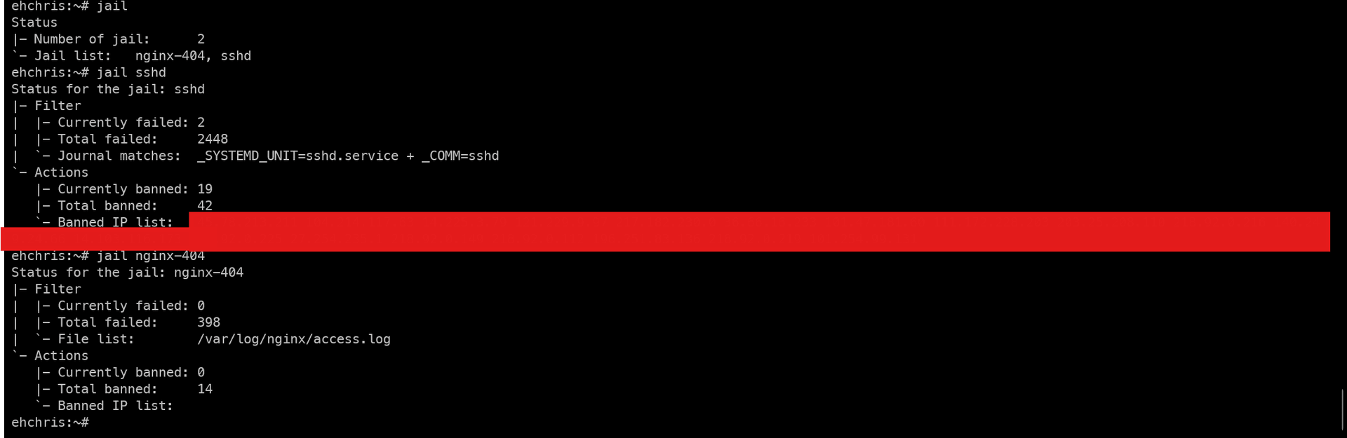 Fail2ban jail status